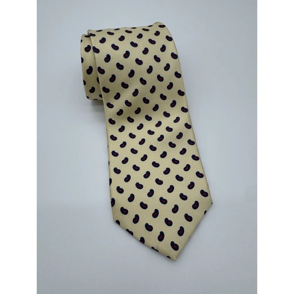 Liberty of London‎ Silk Tie Yellow Paisley Pattern Made in USA Necktie Classic